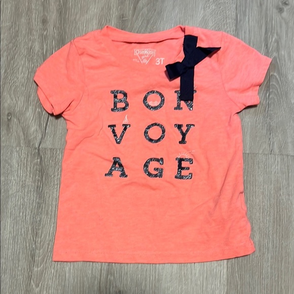Oshkosh Coral Kids T-Shirt with Navy Bow - Picture 1 of 1